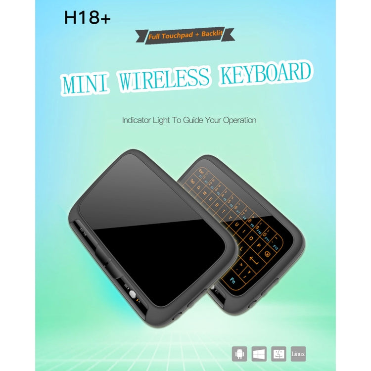 Mini teclado inalámbrico H18 + de 2,4 GHz, panel táctil completo con retroiluminación ajustable de 3 niveles (negro), H18+ Backlight Keyboard