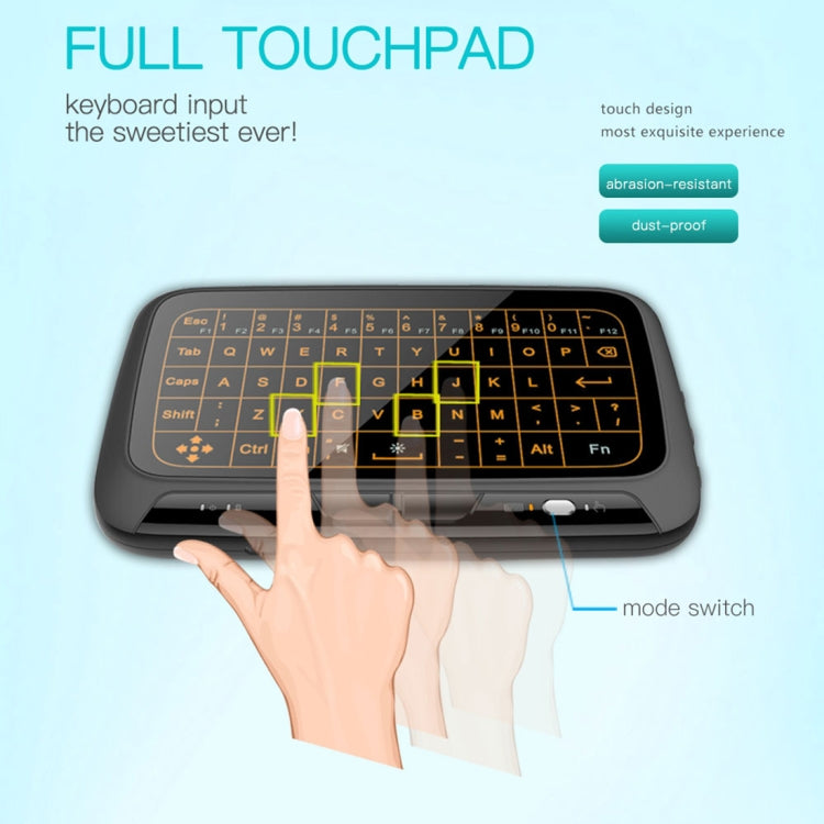 Mini teclado inalámbrico H18 + de 2,4 GHz, panel táctil completo con retroiluminación ajustable de 3 niveles (negro), H18+ Backlight Keyboard