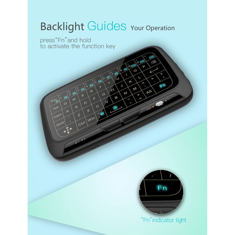 Mini teclado inalámbrico H18 + de 2,4 GHz, panel táctil completo con retroiluminación ajustable de 3 niveles (negro), H18+ Backlight Keyboard