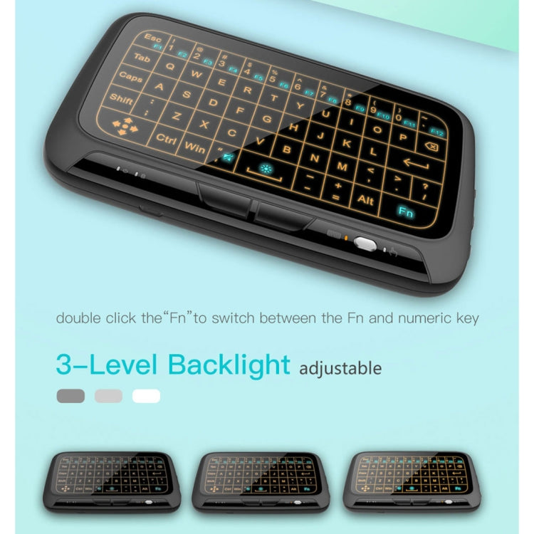 Mini teclado inalámbrico H18 + de 2,4 GHz, panel táctil completo con retroiluminación ajustable de 3 niveles (negro), H18+ Backlight Keyboard