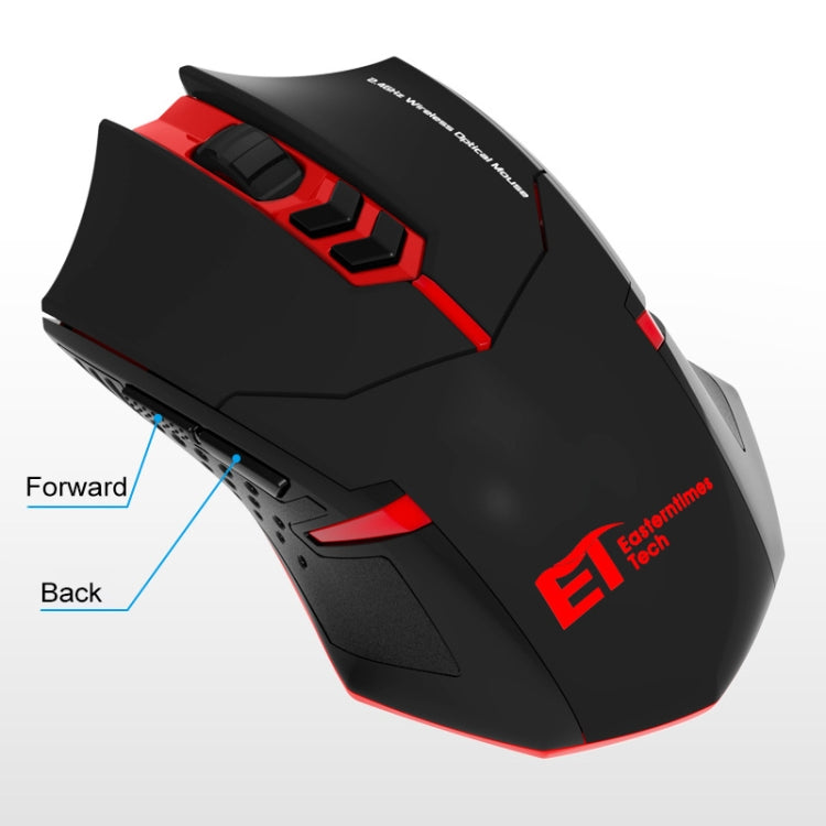 ET X-08 Ratón silencioso inalámbrico para juegos, 7 teclas, 2400DPI, 2,4G, con receptor USB y retroiluminación colorida