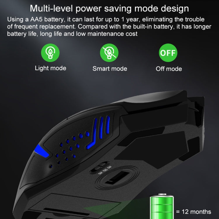 ET X-08 Ratón silencioso inalámbrico para juegos, 7 teclas, 2400DPI, 2,4G, con receptor USB y retroiluminación colorida