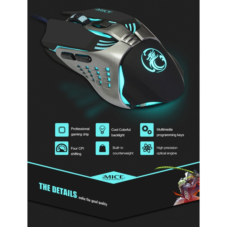 IMICE V5 USB 7 botones 4000 DPI con cable óptico colorido retroiluminación ratón para juegos para ordenador PC y portátil, V5  (White), V5  (Black)