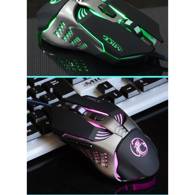 IMICE V5 USB 7 botones 4000 DPI con cable óptico colorido retroiluminación ratón para juegos para ordenador PC y portátil, V5  (White), V5  (Black)