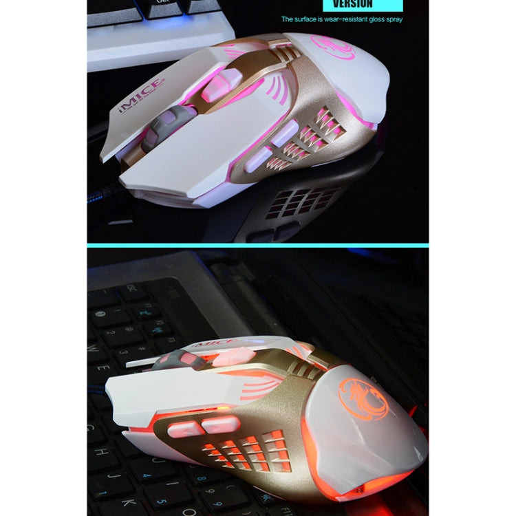 IMICE V5 USB 7 botones 4000 DPI con cable óptico colorido retroiluminación ratón para juegos para ordenador PC y portátil, V5  (White), V5  (Black)