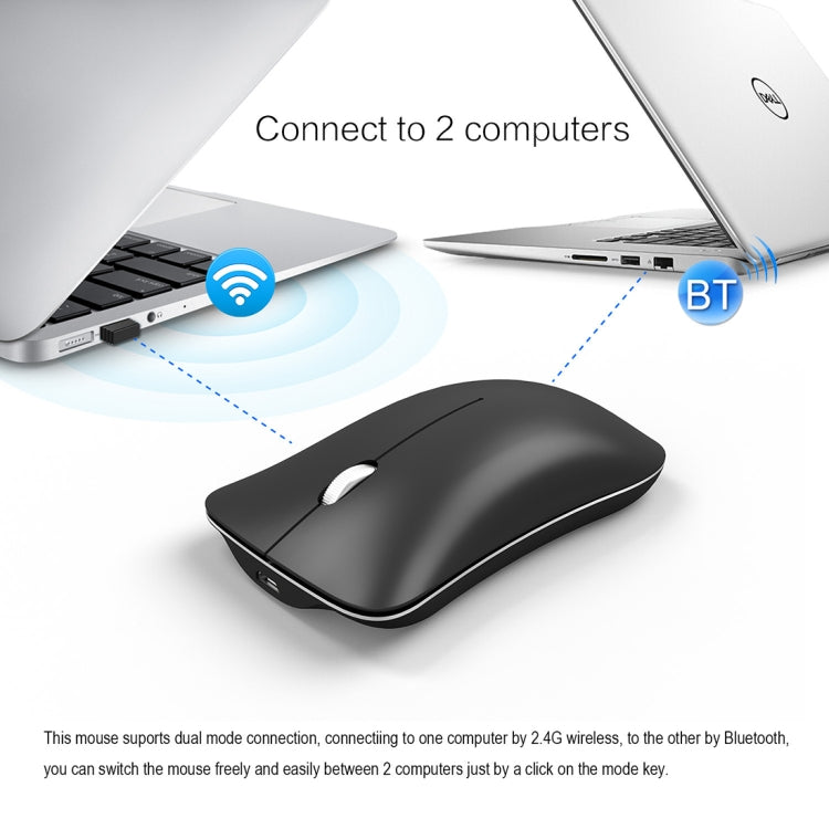 HXSJ T23 Bluetooth 5,0 + Bluetooth 3,0 + 2,4 GHz inalámbrico tres modos 4 teclas 1600 DPI ratón óptico ergonómico ajustable, T23 Black, T23 Gold, T23 Blue