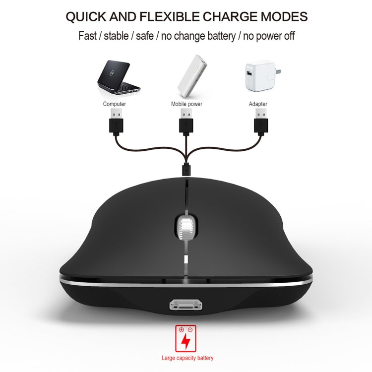 HXSJ T23 Bluetooth 5,0 + Bluetooth 3,0 + 2,4 GHz inalámbrico tres modos 4 teclas 1600 DPI ratón óptico ergonómico ajustable, T23 Black, T23 Gold, T23 Blue