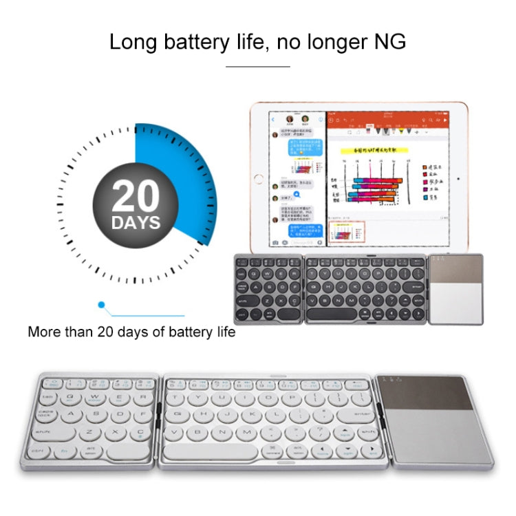 Teclado Bluetooth inalámbrico recargable triple GK408 con panel táctil, compatible con Android/IOS/Windows