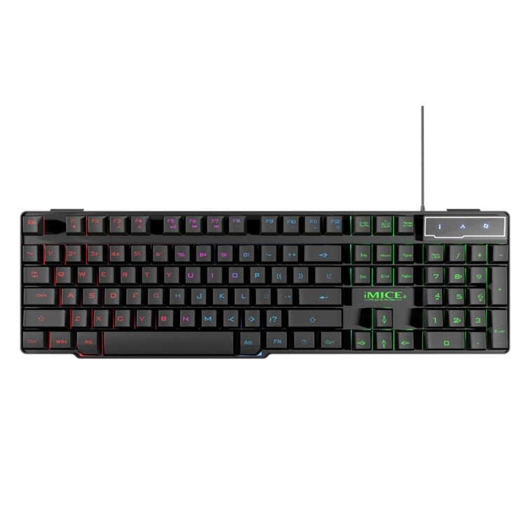 iMICE AK-600 Teclado para juegos retroiluminado con caracteres flotantes USB con cable, Glow Backlit (Black)