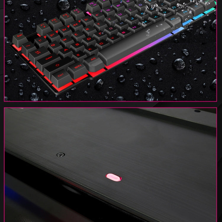 iMICE AK-600 Teclado para juegos retroiluminado con caracteres flotantes USB con cable, Glow Backlit (Black)