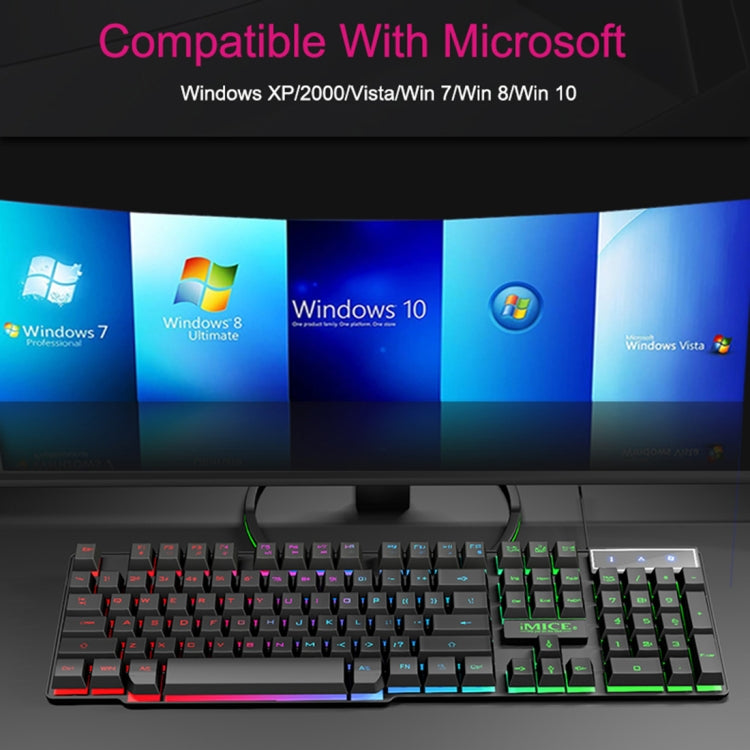 iMICE AK-600 Teclado para juegos retroiluminado con caracteres flotantes USB con cable, Glow Backlit (Black)