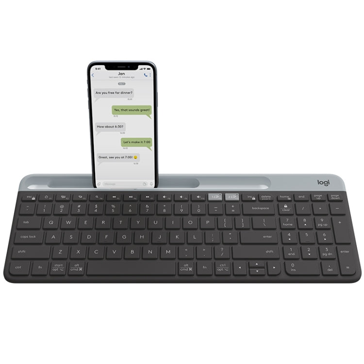 Logitech K580 Modos duales Teclado inalámbrico multidispositivo delgado y liviano con soporte para teléfono