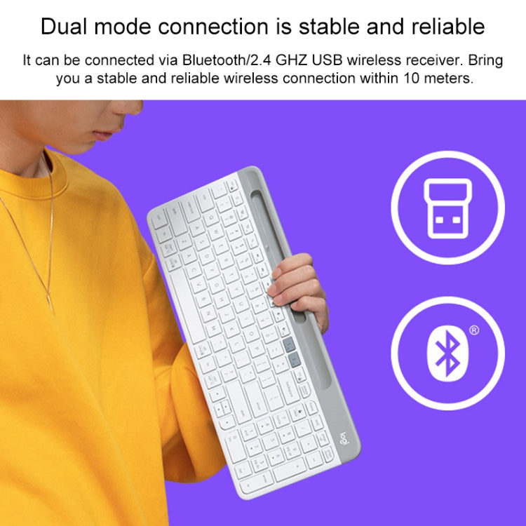 Logitech K580 Modos duales Teclado inalámbrico multidispositivo delgado y liviano con soporte para teléfono