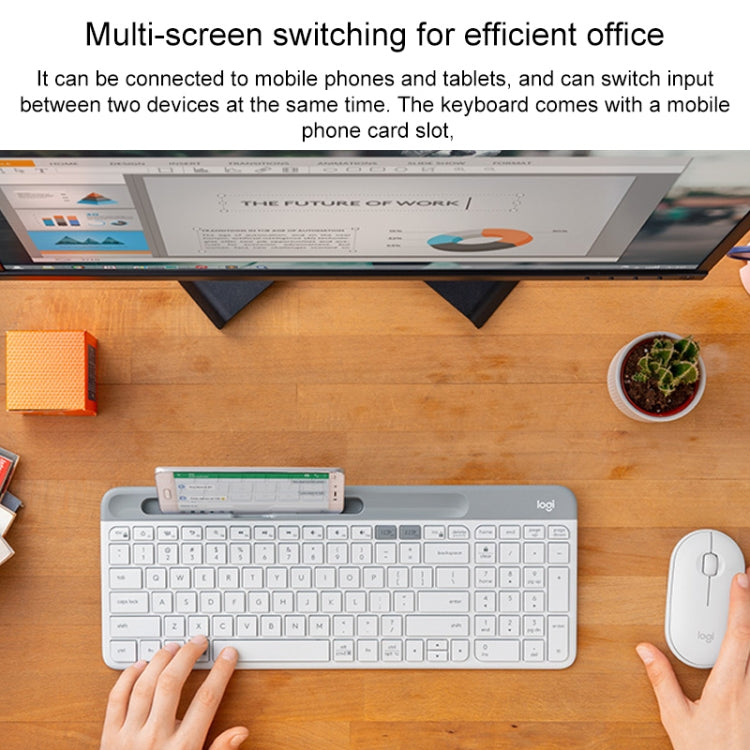 Logitech K580 Modos duales Teclado inalámbrico multidispositivo delgado y liviano con soporte para teléfono