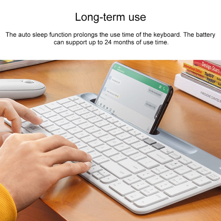 Logitech K580 Modos duales Teclado inalámbrico multidispositivo delgado y liviano con soporte para teléfono
