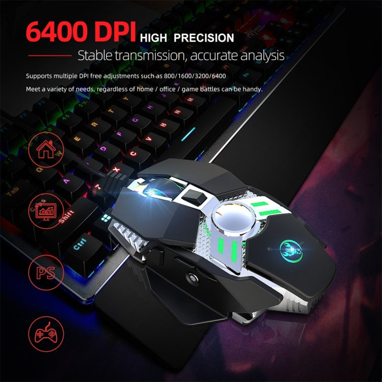 HXSJ J200 Ratón mecánico para deportes electrónicos con cable programable de 7 teclas con luz