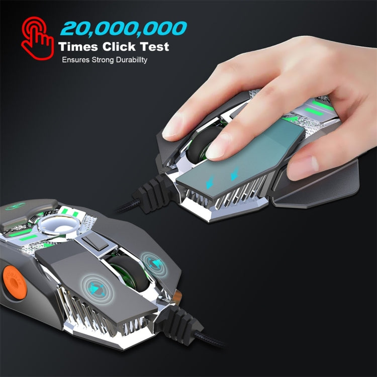 HXSJ J200 Ratón mecánico para deportes electrónicos con cable programable de 7 teclas con luz