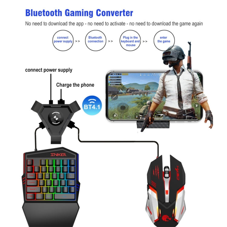 HXSJ P5 Bluetooth 4.1 Teclado Ratón Convertidor de Juegos Bluetooth, Versión No Se Puede Presionar