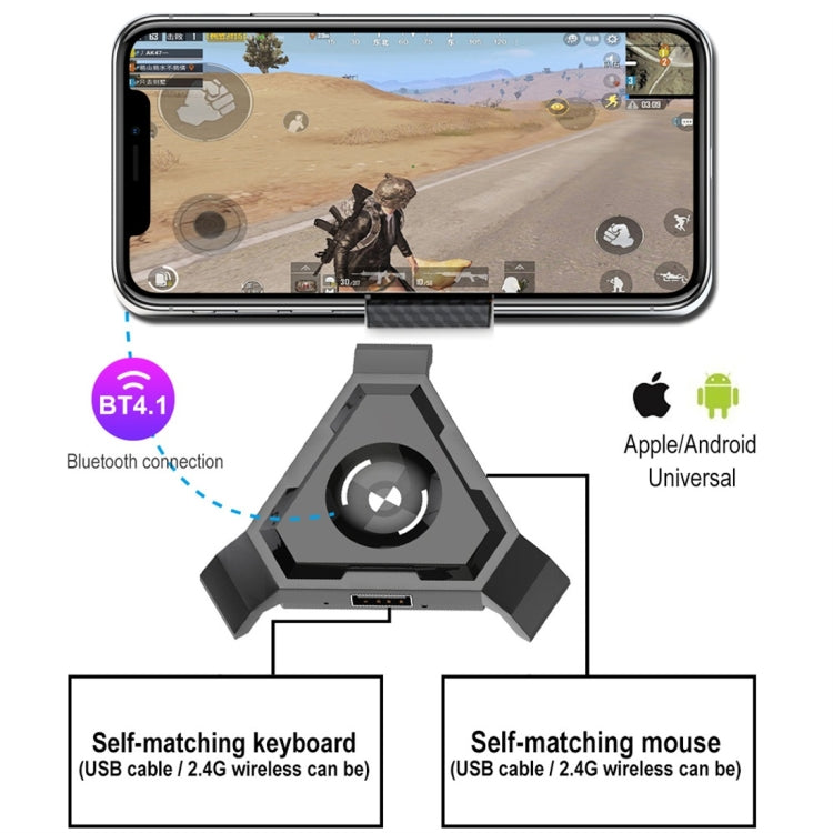 HXSJ P5 Bluetooth 4.1 Teclado Ratón Convertidor de Juegos Bluetooth, Versión No Se Puede Presionar