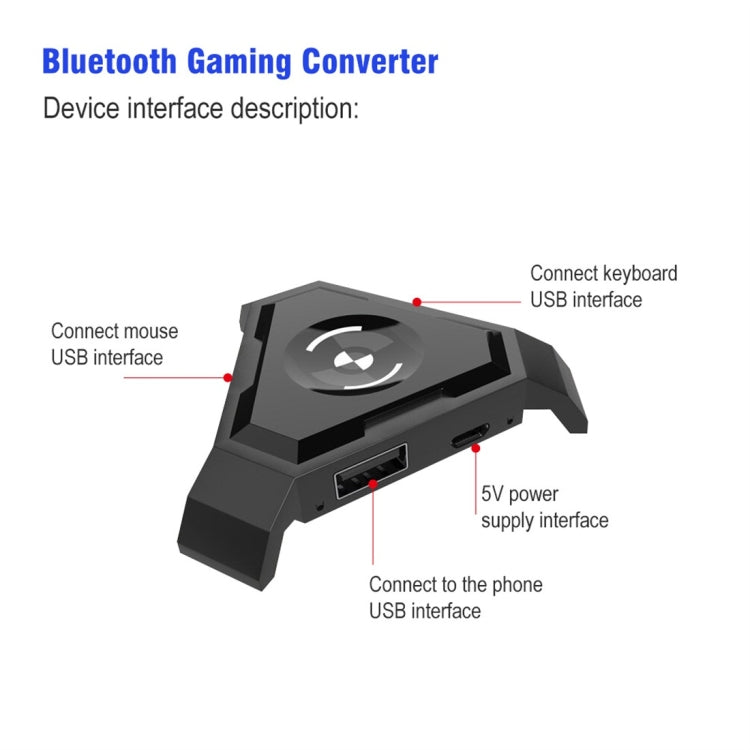 HXSJ P5 Bluetooth 4.1 Teclado Ratón Convertidor de Juegos Bluetooth, Versión No Se Puede Presionar
