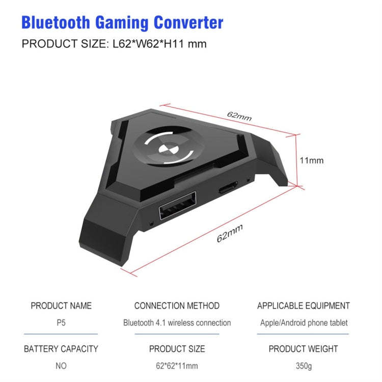 HXSJ P5 Bluetooth 4.1 Teclado Ratón Convertidor de Juegos Bluetooth, Versión No Se Puede Presionar