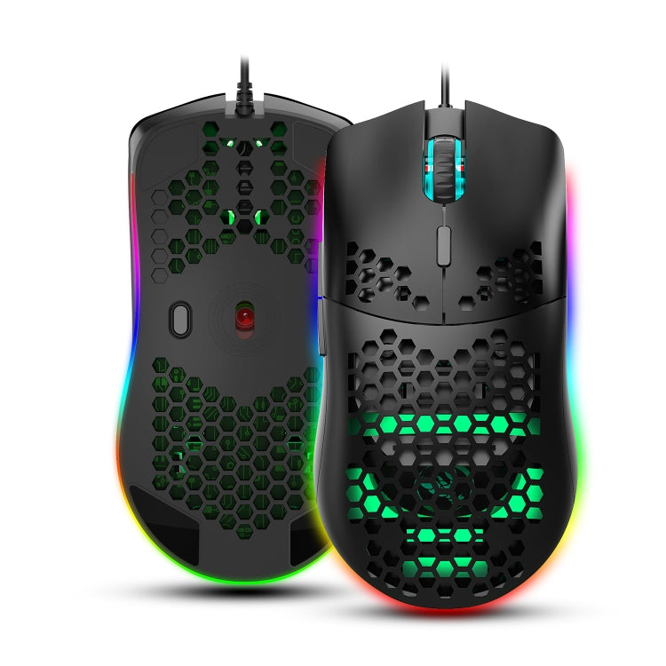 HXSJ J900 Ratón con cable para juegos programable con iluminación RGB de 6 teclas (blanco), J900(Black), J900(White)