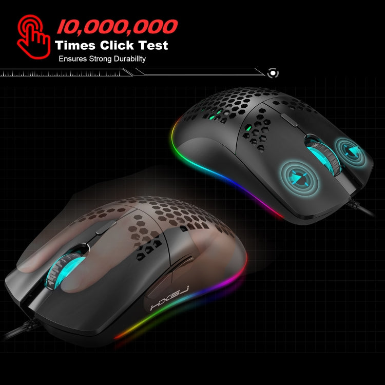 HXSJ J900 Ratón con cable para juegos programable con iluminación RGB de 6 teclas (blanco), J900(Black), J900(White)