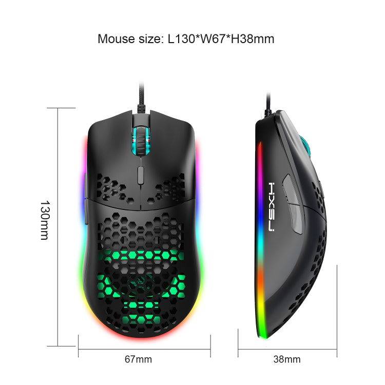 HXSJ J900 Ratón con cable para juegos programable con iluminación RGB de 6 teclas (blanco), J900(Black), J900(White)