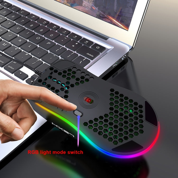 HXSJ J900 Ratón con cable para juegos programable con iluminación RGB de 6 teclas (blanco), J900(Black), J900(White)