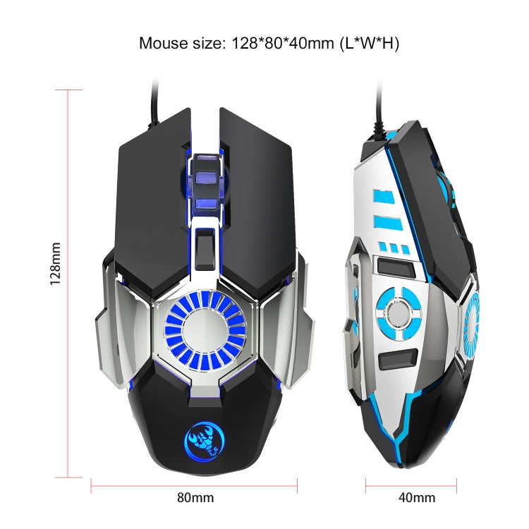 Ratón con cable para juegos de deportes electrónicos programable con iluminación colorida HXSJ J700, J700