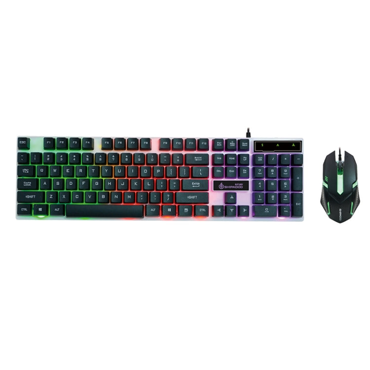 SHIPADOO D280 Teclado de suspensión con sensación mecánica y retroiluminación RGB con cable + Kit de mouse 3D Cool para computadora portátil, PC, RGB Backlight