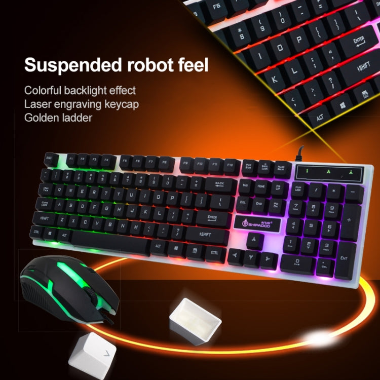 SHIPADOO D280 Teclado de suspensión con sensación mecánica y retroiluminación RGB con cable + Kit de mouse 3D Cool para computadora portátil, PC, RGB Backlight