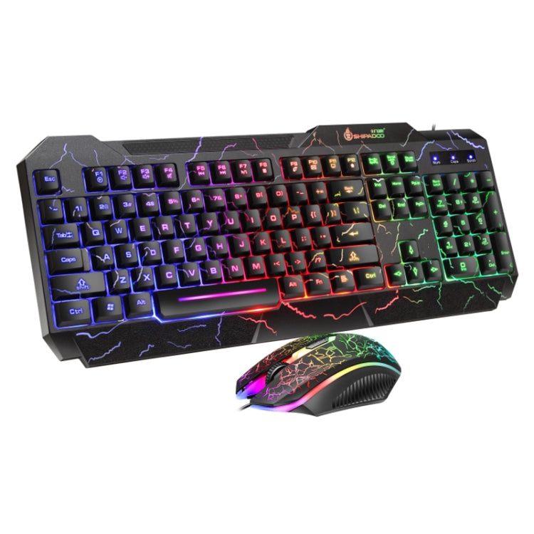 SHIPADOO D620 Kit de ratón y teclado para juegos con retroiluminación agrietada de Color RGB con cable de 104 teclas para ordenador portátil y PC