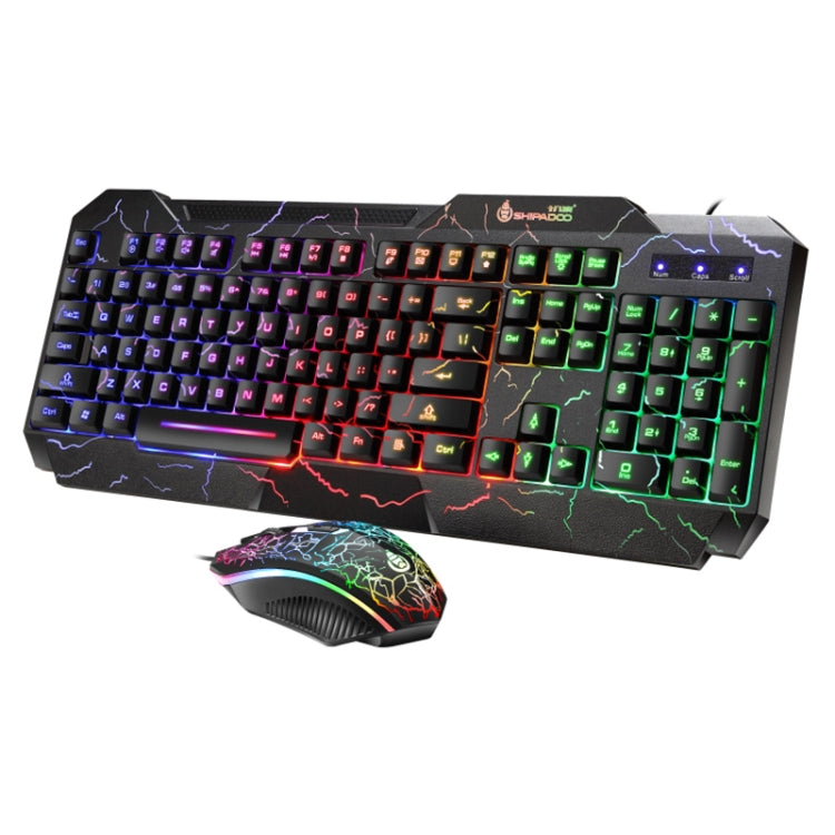 SHIPADOO D620 Kit de ratón y teclado para juegos con retroiluminación agrietada de Color RGB con cable de 104 teclas para ordenador portátil y PC