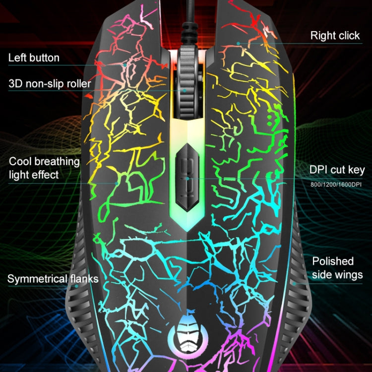 SHIPADOO D620 Kit de ratón y teclado para juegos con retroiluminación agrietada de Color RGB con cable de 104 teclas para ordenador portátil y PC