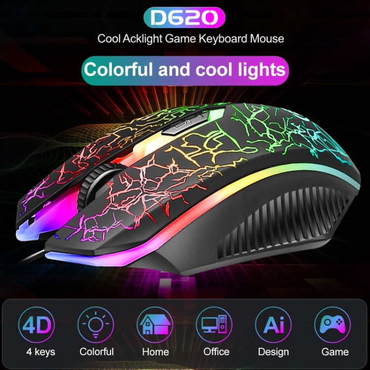 SHIPADOO D620 Kit de ratón y teclado para juegos con retroiluminación agrietada de Color RGB con cable de 104 teclas para ordenador portátil y PC