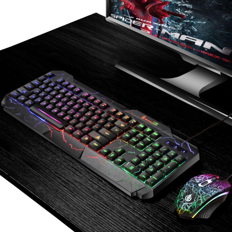 SHIPADOO D620 Kit de ratón y teclado para juegos con retroiluminación agrietada de Color RGB con cable de 104 teclas para ordenador portátil y PC