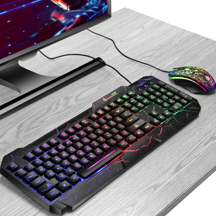 SHIPADOO D620 Kit de ratón y teclado para juegos con retroiluminación agrietada de Color RGB con cable de 104 teclas para ordenador portátil y PC