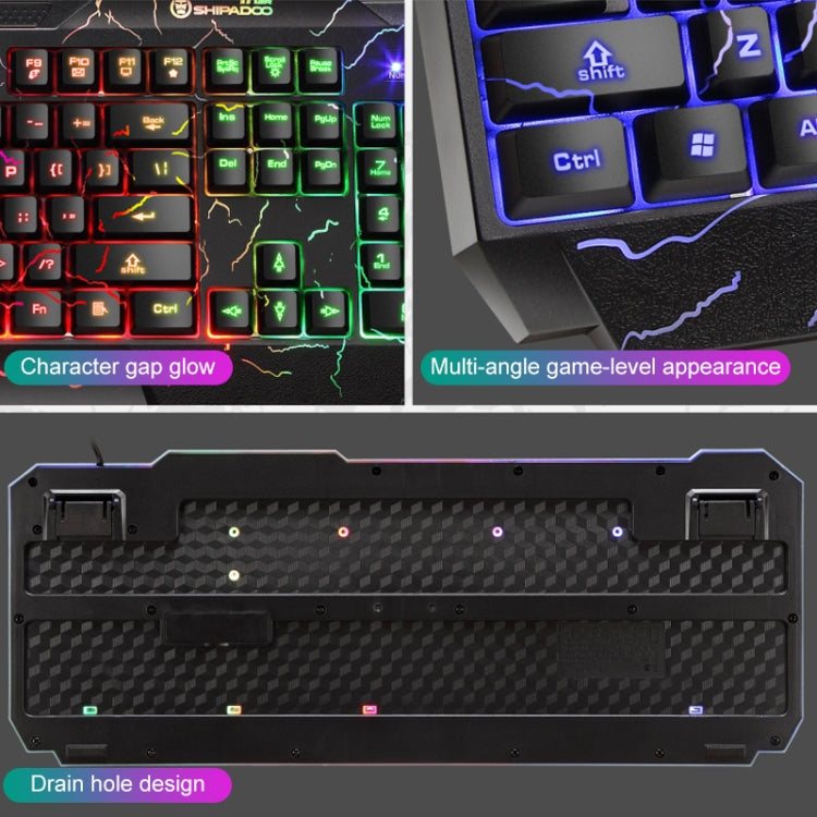 SHIPADOO D620 Kit de ratón y teclado para juegos con retroiluminación agrietada de Color RGB con cable de 104 teclas para ordenador portátil y PC