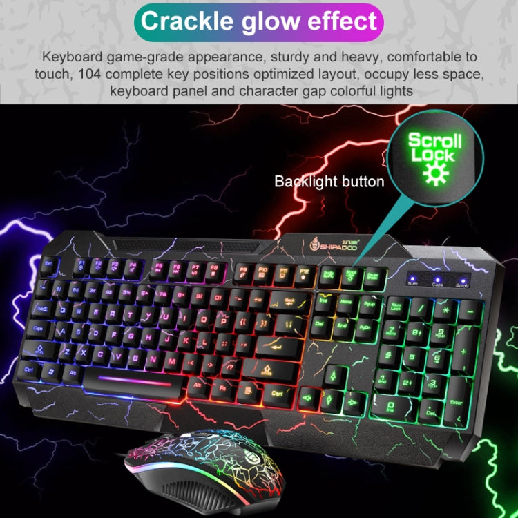 SHIPADOO D620 Kit de ratón y teclado para juegos con retroiluminación agrietada de Color RGB con cable de 104 teclas para ordenador portátil y PC