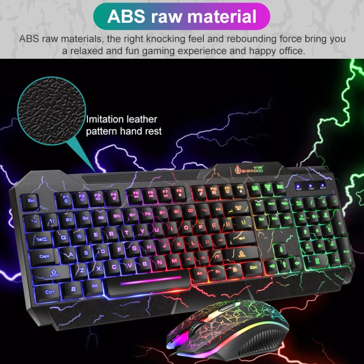 SHIPADOO D620 Kit de ratón y teclado para juegos con retroiluminación agrietada de Color RGB con cable de 104 teclas para ordenador portátil y PC