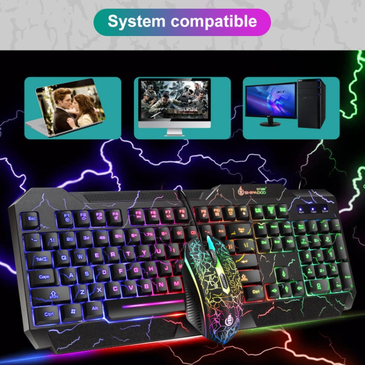 SHIPADOO D620 Kit de ratón y teclado para juegos con retroiluminación agrietada de Color RGB con cable de 104 teclas para ordenador portátil y PC