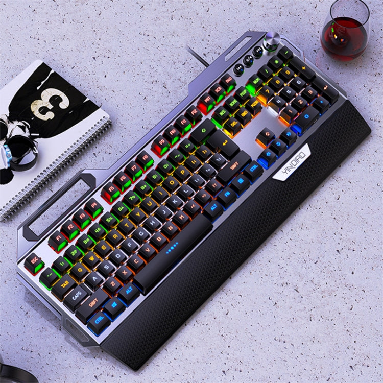 Teclado con cable para juegos mecánicos de metal USB YINDIAO K100, eje azul claro mixto