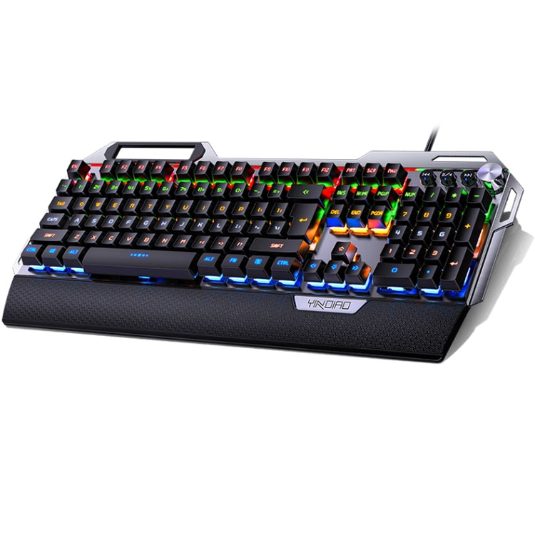 Teclado con cable para juegos mecánicos de metal USB YINDIAO K100, eje azul claro mixto