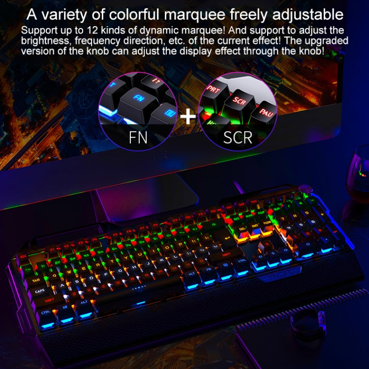 Teclado con cable para juegos mecánicos de metal USB YINDIAO K100, eje azul claro mixto