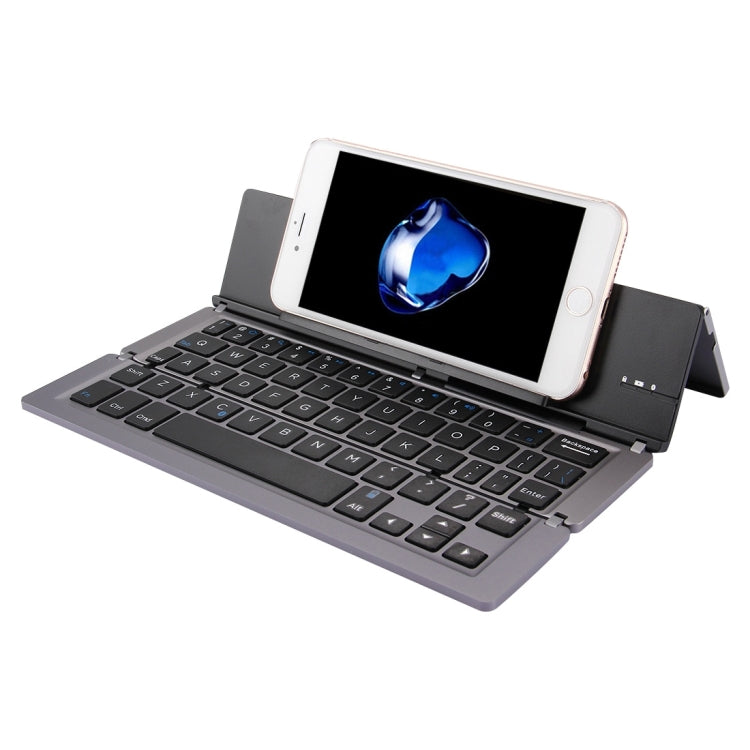 Teclado inalámbrico Bluetooth plegable, recargable, ultradelgado, F18, 58 teclas, con soporte