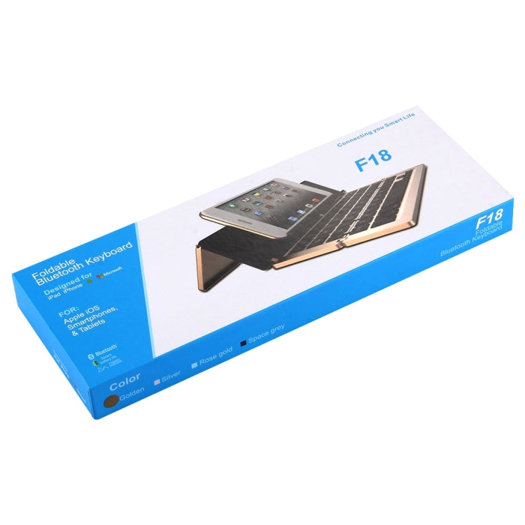 Teclado inalámbrico Bluetooth plegable, recargable, ultradelgado, F18, 58 teclas, con soporte