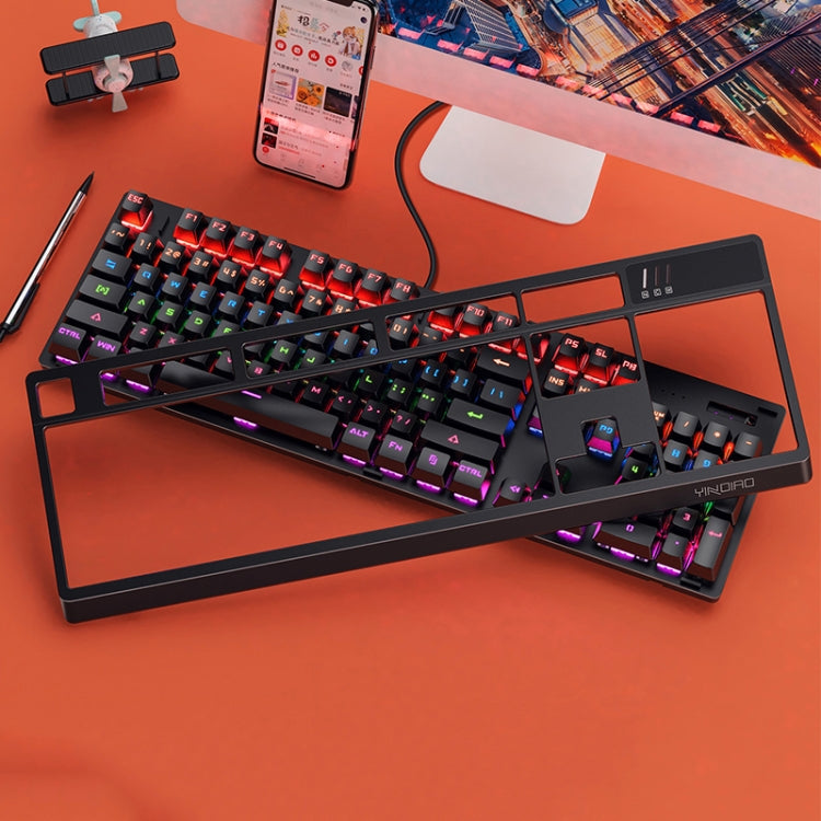 YINDIAO K300 Panel desmontable USB Iluminación mecánica Teclado con cable para juegos con eje azul