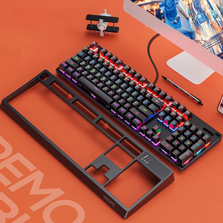 YINDIAO K300 Panel desmontable USB Iluminación mecánica Teclado con cable para juegos con eje azul