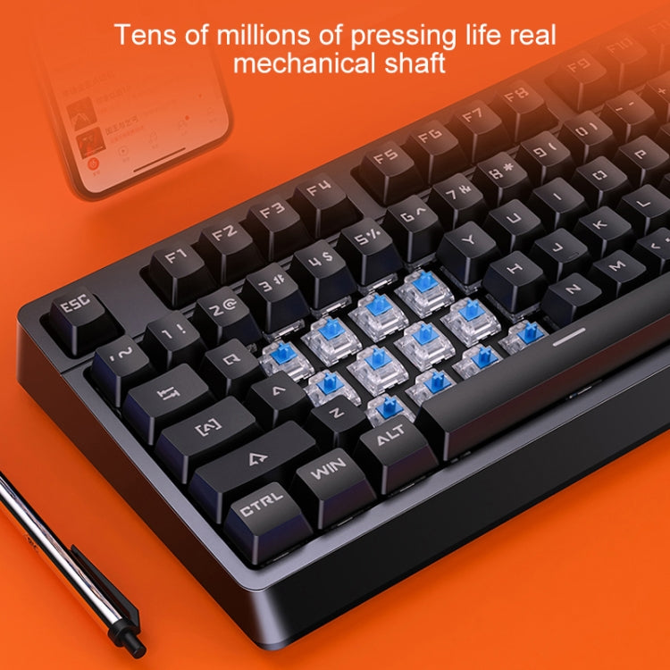 YINDIAO K300 Panel desmontable USB Iluminación mecánica Teclado con cable para juegos con eje azul